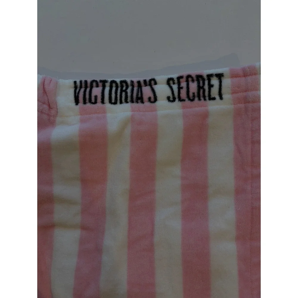 Victoria's Secret Body Wrap Towel Pink Striped  Bath Wrap Palm Leaf Design Beach